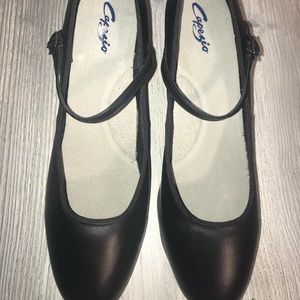 Capezio Black Leather 2" Heeled Tap Shoes Size 8M